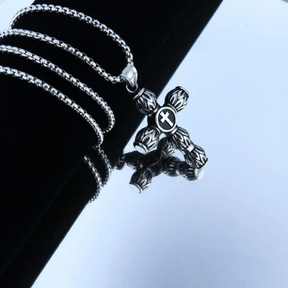 ❤️Spot Trendy Casting Cylindrical Cross Pendant necklace women/men N90201P190